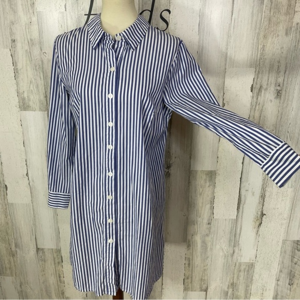 Sam and Jess Blue Sripe Button‎ Down Shirt Dress Sz M